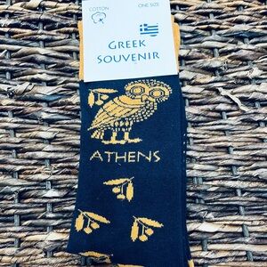 Owl Greek Themed Black and Gold Socks